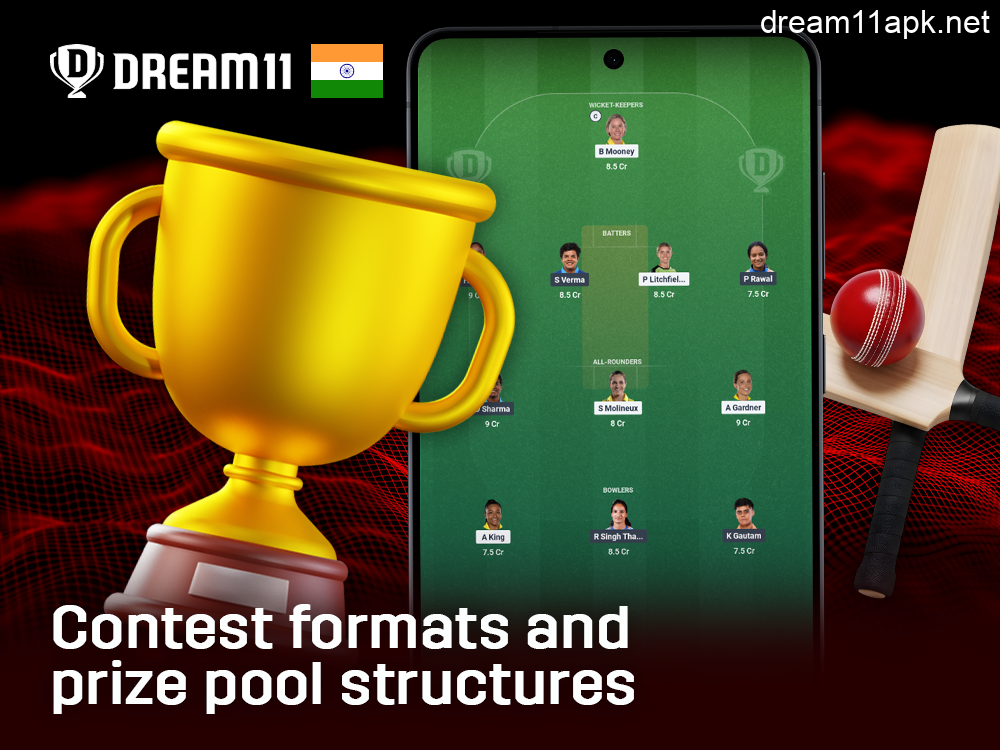 Cricket match format on the Dream11 app - team composition